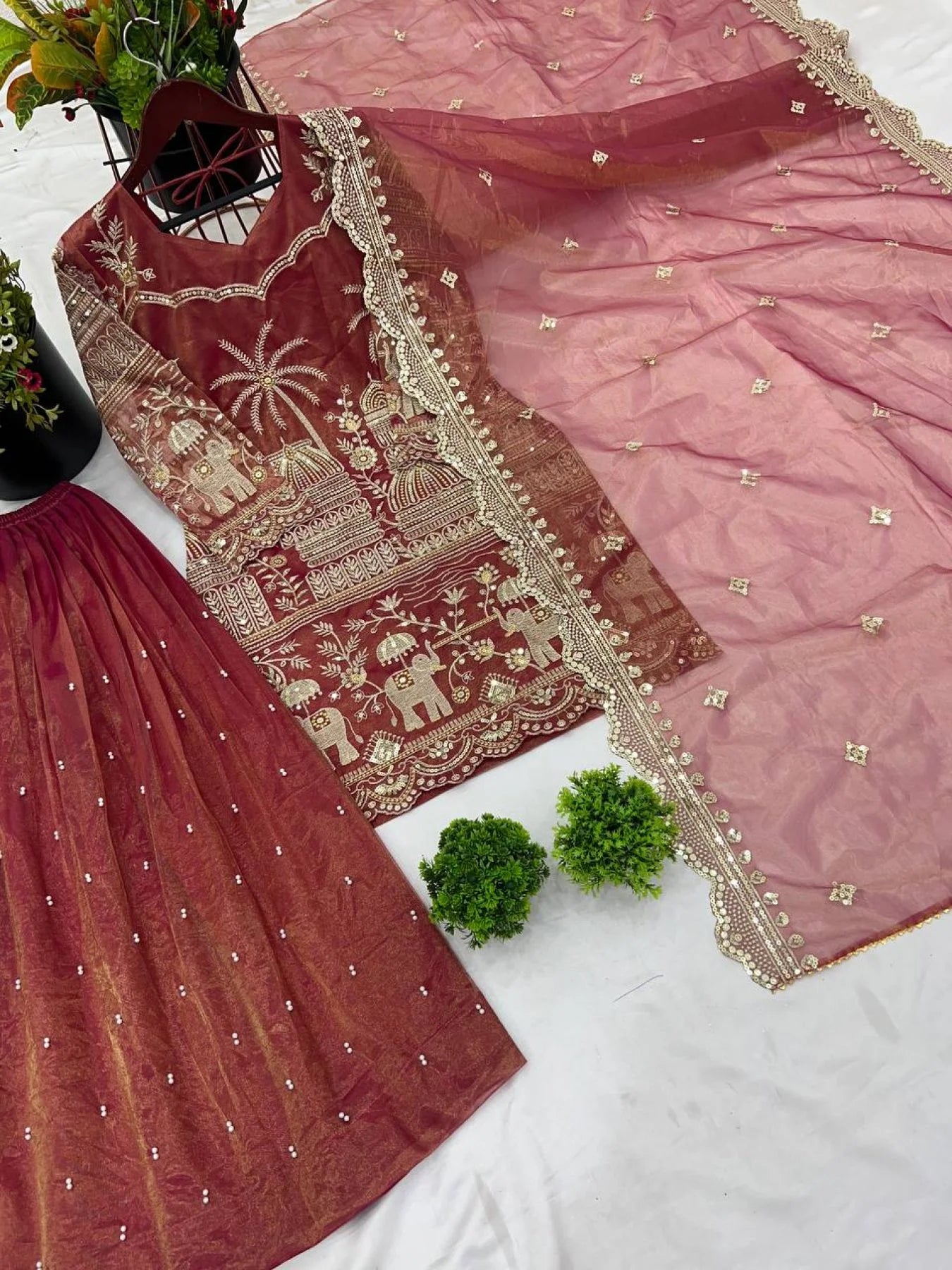 Designer Festive Kurta Sharara Set with Heavy Embroidery & Dupatta Wholesale Price