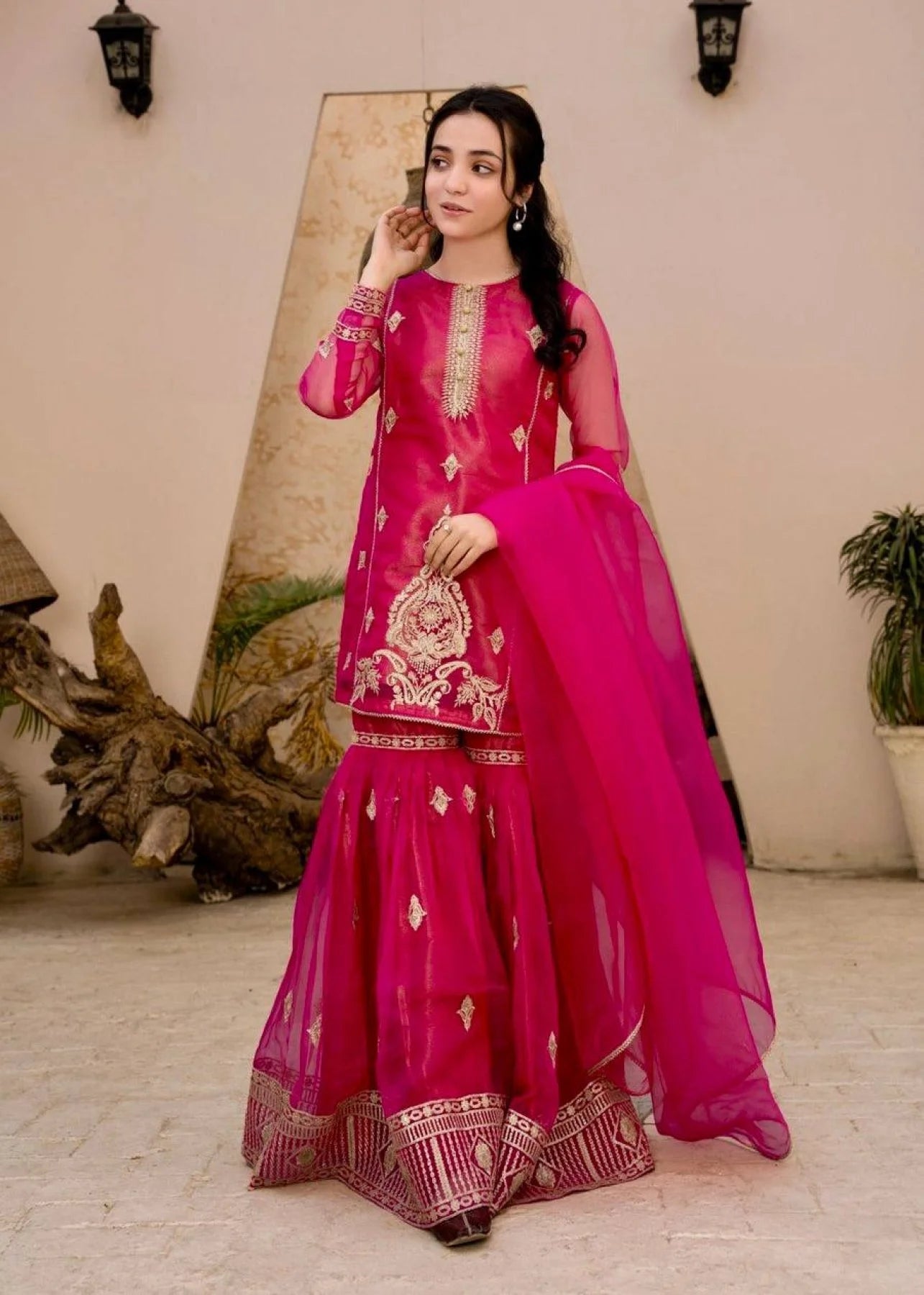 Ready to Wear Kurti Plazo Set in Diamond Georgette with Heavy Embroidery Sharara Suit Collection for Resellers