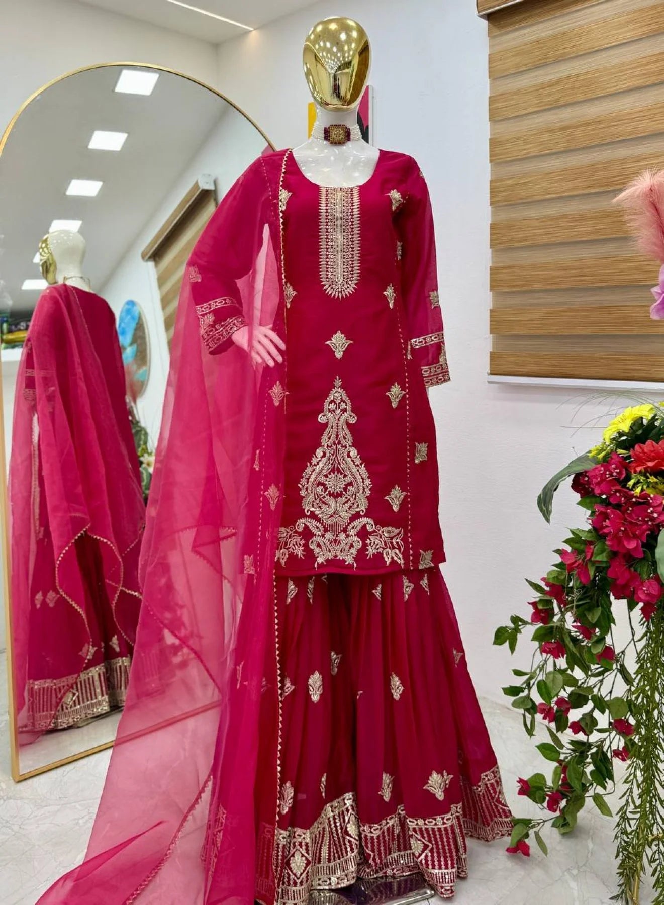 Ready to Wear Kurti Plazo Set in Diamond Georgette with Heavy Embroidery Sharara Suit Collection for Resellers