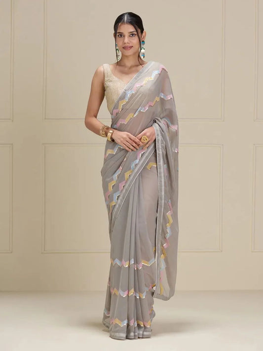 Georgette Multi sequence work Saree