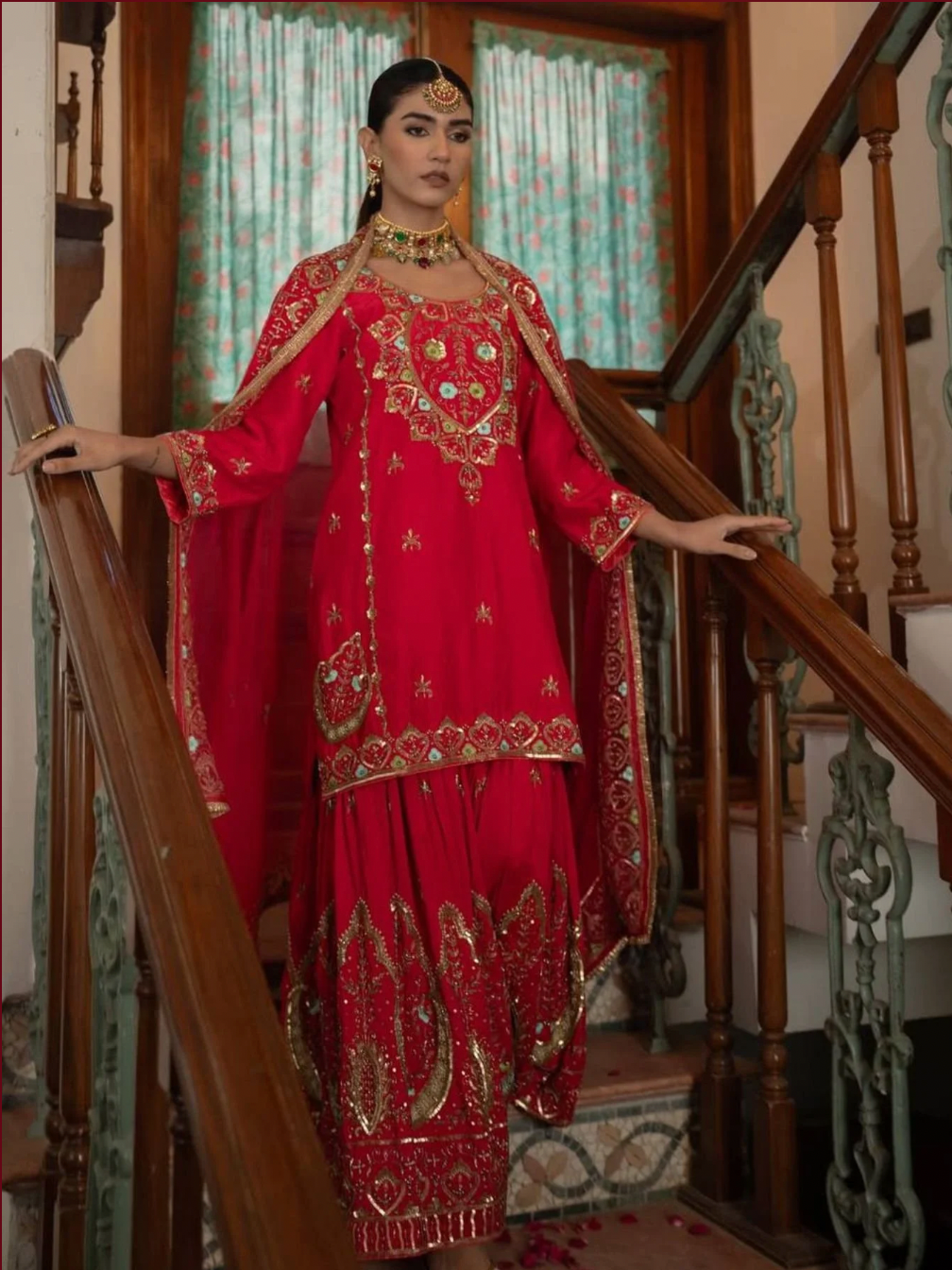 Embroidered Chinon Silk Kurti with Sharara Dupatta New Launch Ready to Wear Collection at Affordable Wholesale Rates