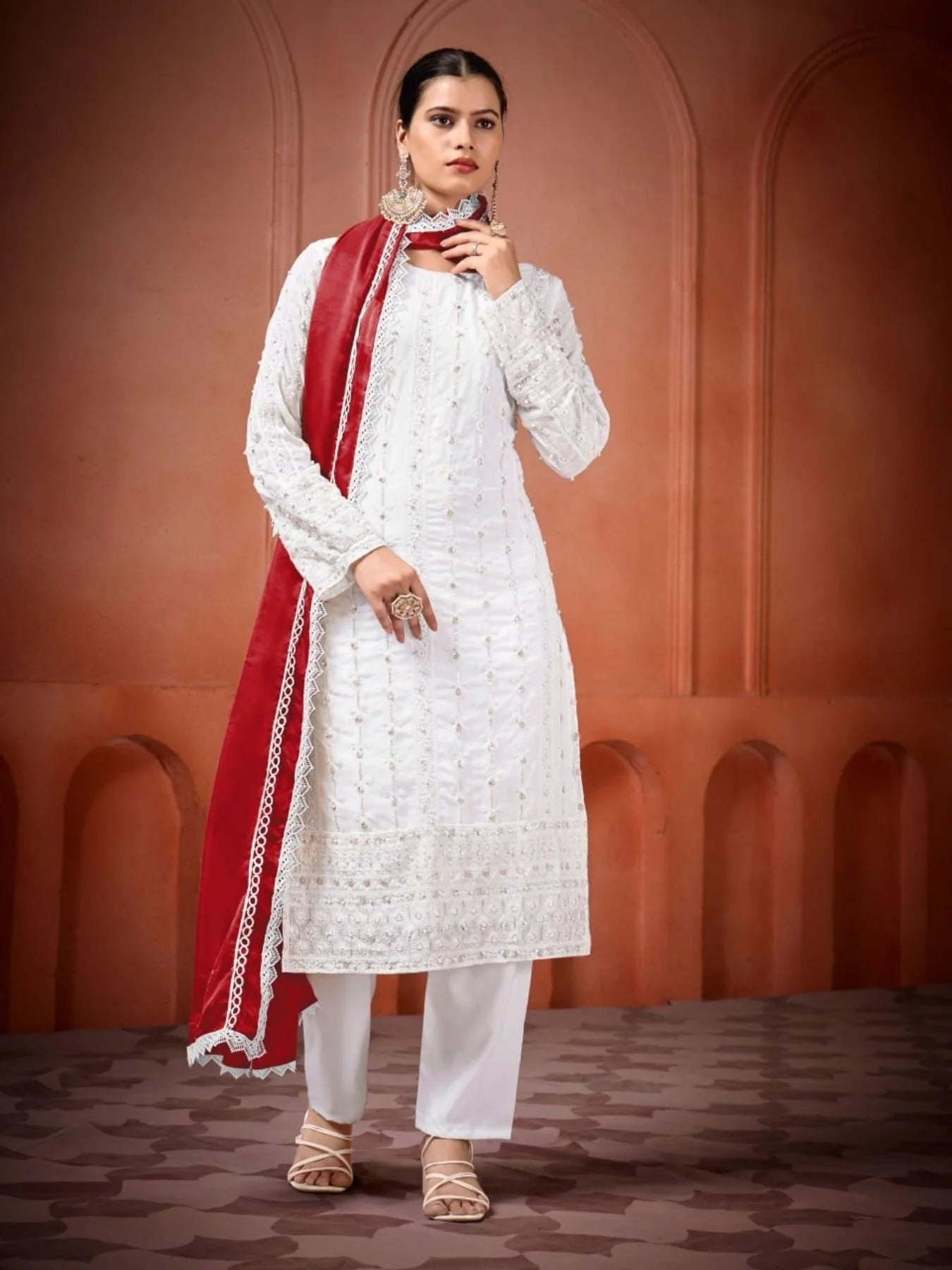 Latest Wholesale Georgette Kurtis Designer Moti and Sequence Work Suits with Premium Dupatta for Womens Wear
