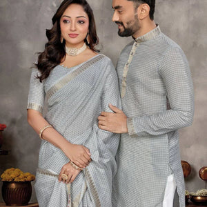 Matching Couple Outfit – Saree & Kurta Set for Indian Weddings & Parties