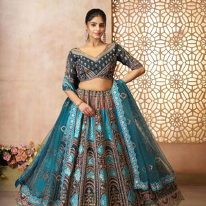 Luxurious Royal Blue Banarasi Silk Lehenga with Zari Stone Work Exclusive Wholesale Manufacturer Rates