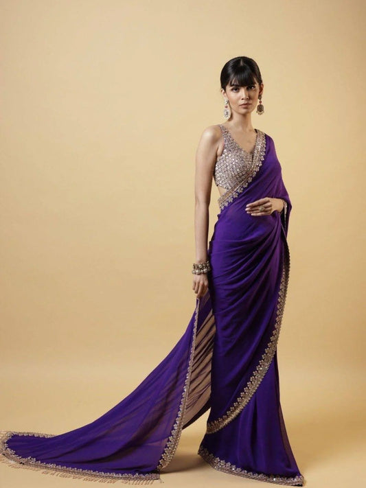 Party Wear Rangoli Silk Saree With Embroidery Work