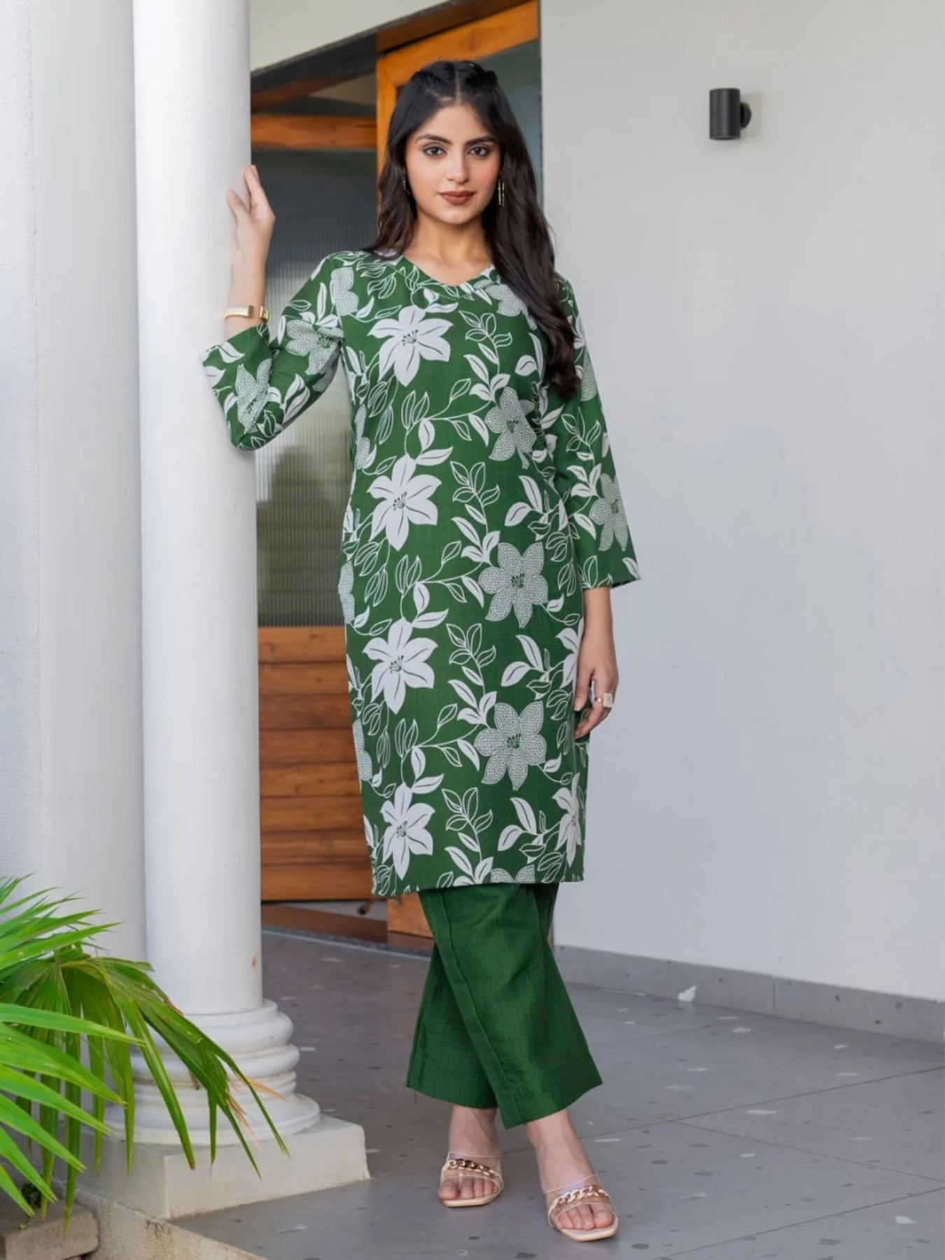 Summer Flower Power Cotton Kurti with Bottom Set Breeze Comfort & Softness