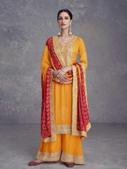 Elegant Chinon Printed Suit Set with Embroidery & Dupatta New Launch at Best Wholesale Price from Surat