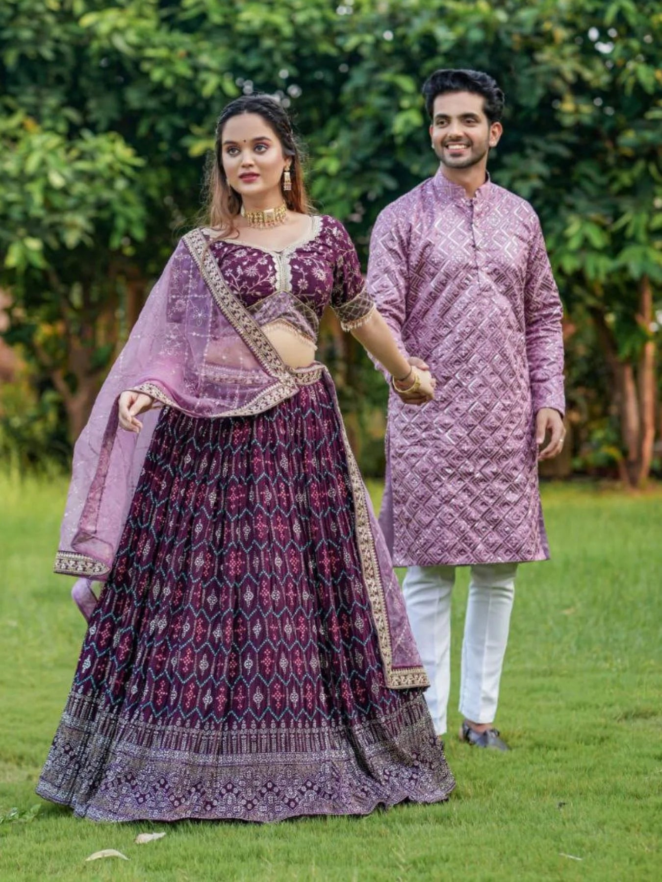 Heavy Georgette Fabric Couple Combo Lehenga Choli Collection