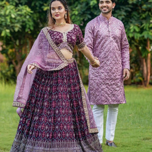 Heavy Georgette Fabric Couple Combo Lehenga Choli Collection
