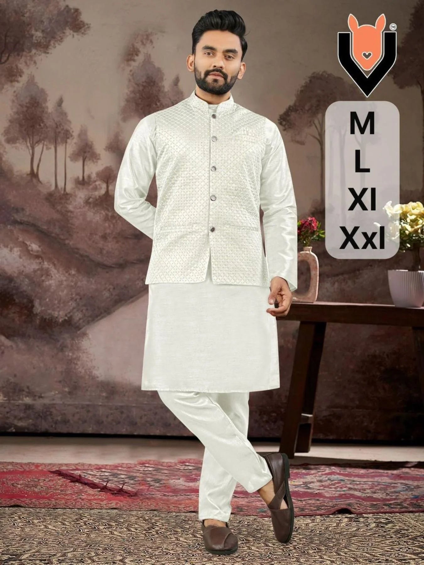 Full Set Mens Kurta Pyjama with Heavy Silk Koti New Collection at Affordable Price for Clothing Dealers