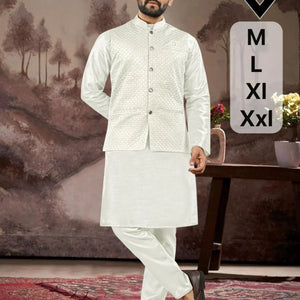 Full Set Mens Kurta Pyjama with Heavy Silk Koti New Collection at Affordable Price for Clothing Dealers