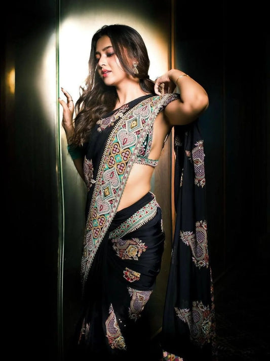 Black Color Bollywood Special Georgette Saree