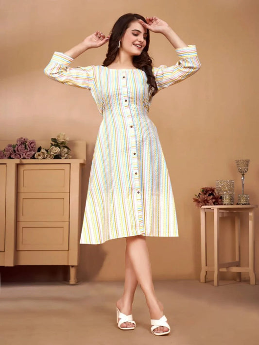 Festival Couple Combo Shirt and Tunic With Beautiful Color and Cotton Bubble Pattern Weaving