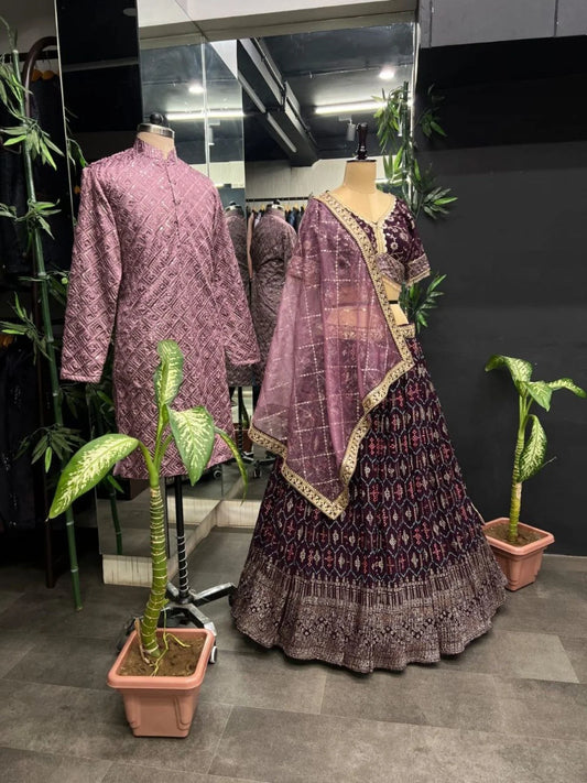 Heavy Georgette Fabric Couple Combo Lehenga Choli Collection
