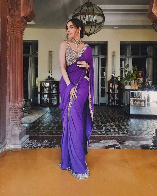 Party Wear Rangoli Silk Saree With Embroidery Work