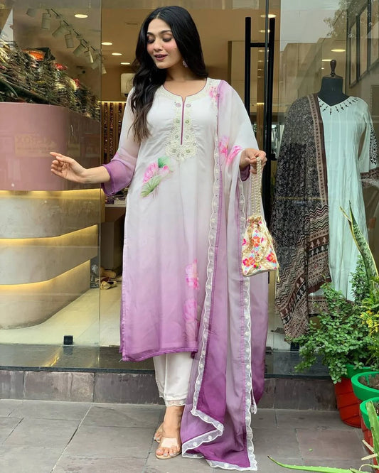 Stitched Tebby Silk Kurti with Embroidered Design Viscose Bottom Dupatta with Lace Detail Bulk Stock Available