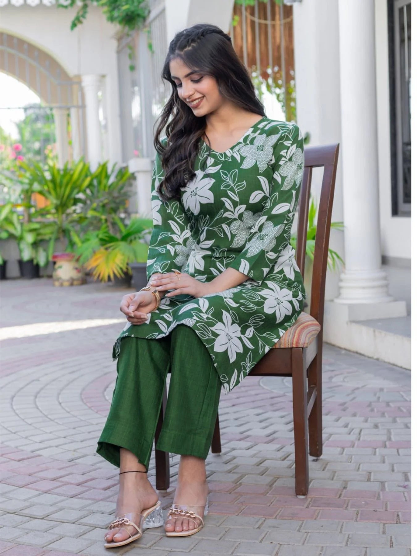 Summer Flower Power Cotton Kurti with Bottom Set Breeze Comfort & Softness