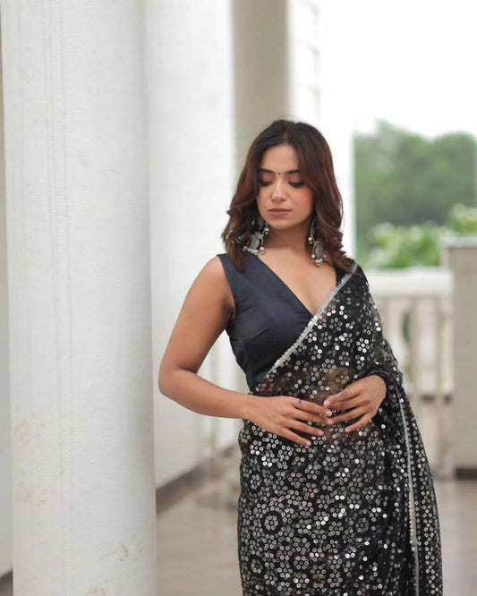 Bollywood Style Black Georgette saree
