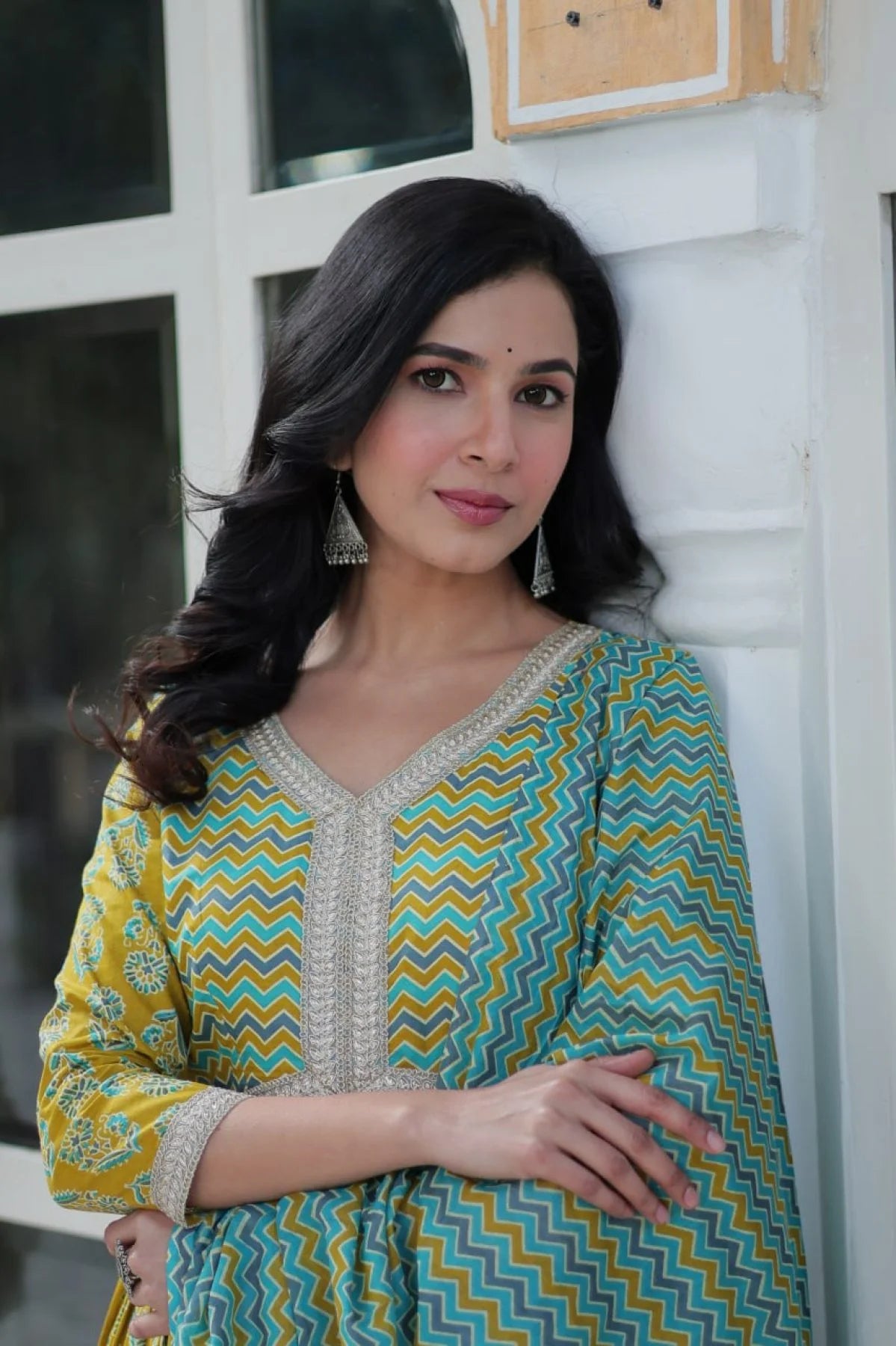 Fancy V-Neck Pure Cotton 3PC Suit Set Readymade Kurta, Pant & Dupatta Summer Wear for Women at Best Wholesale Price