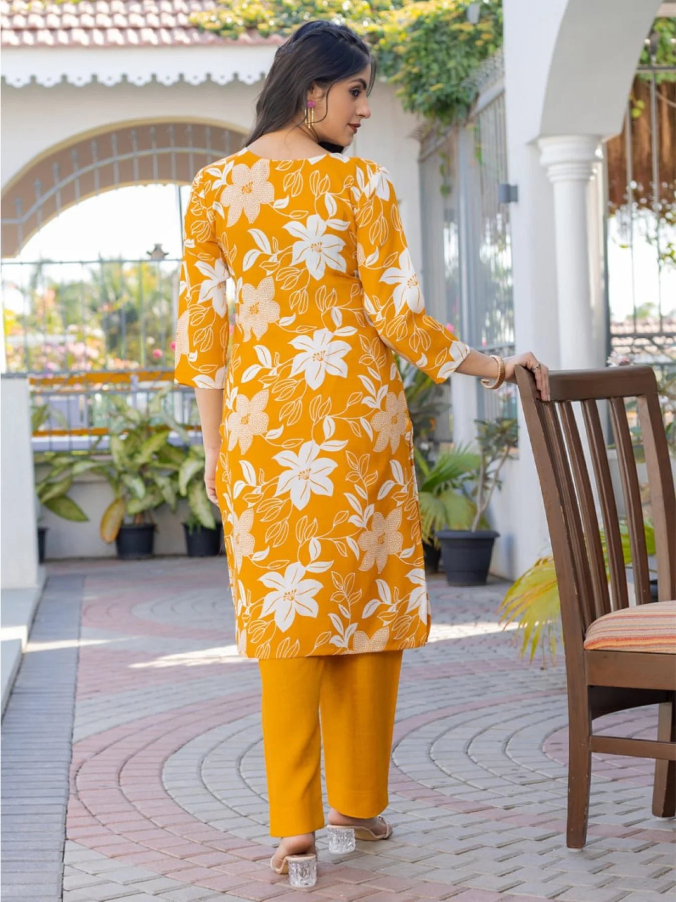 Hot Summer Offer Yellow Cotton Blend Kurti Set with Bottom Ready to Wear