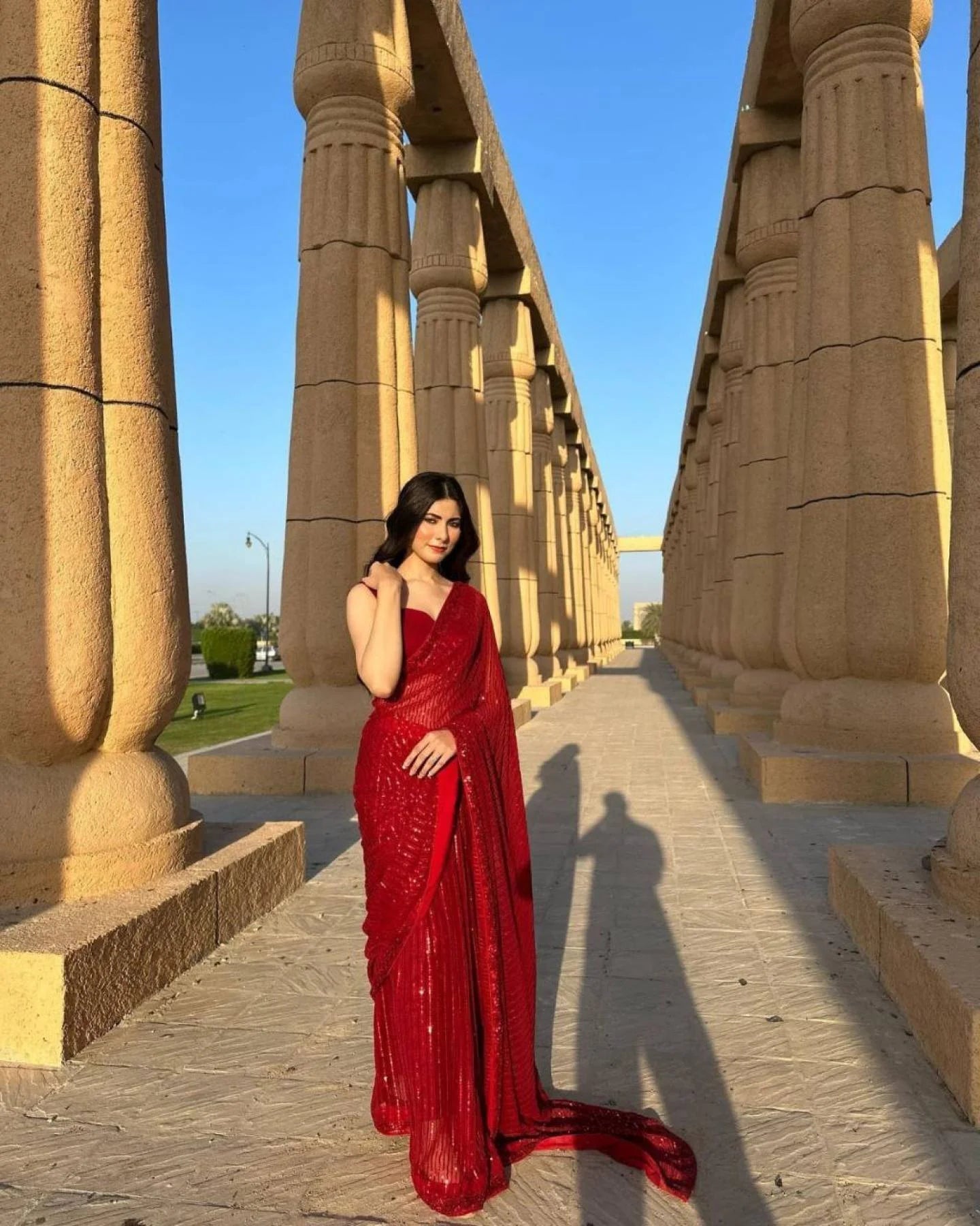 Radiant Red Soft Georgette Saree with Heavy Sequence Work For Partywear