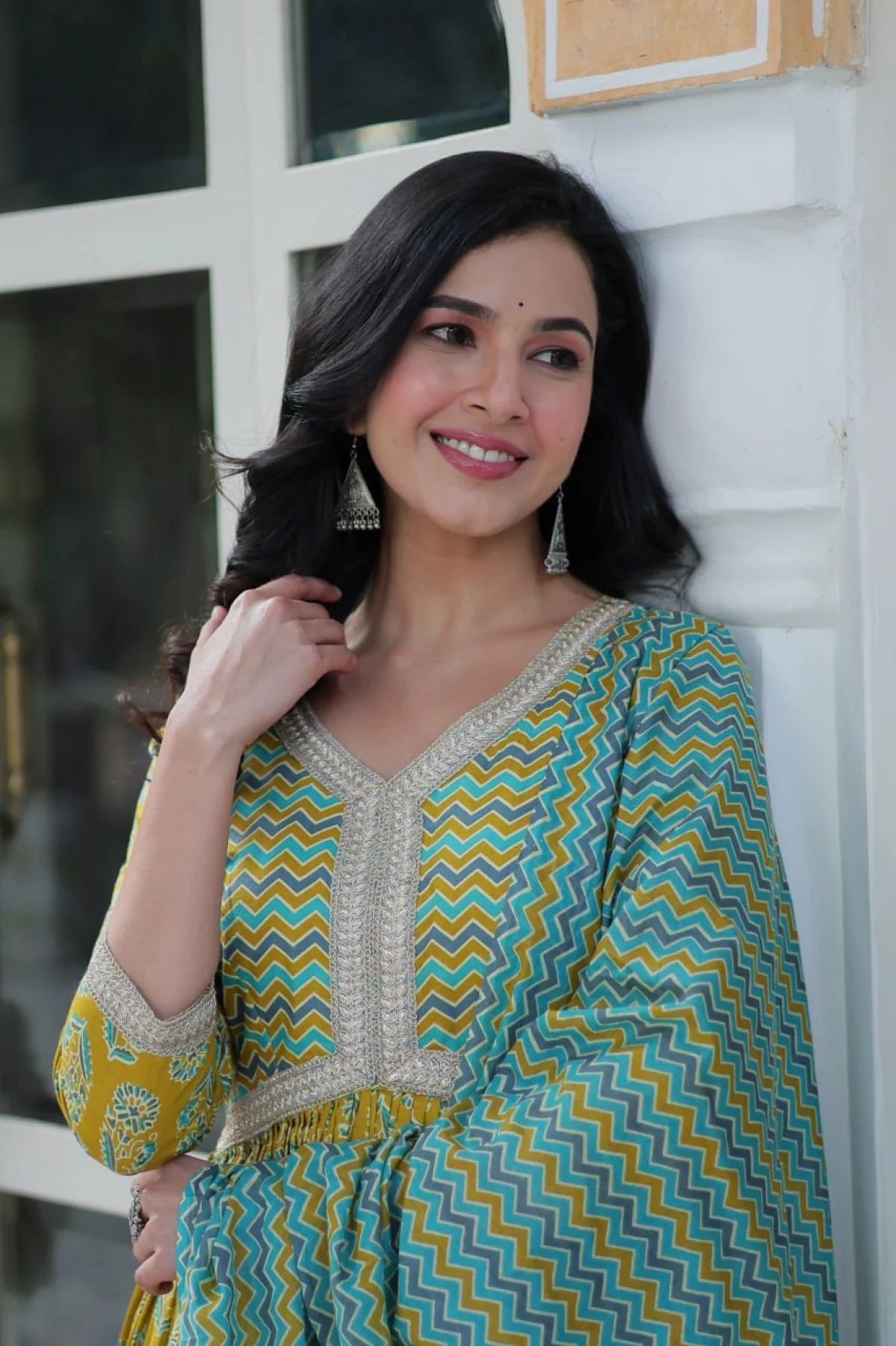 Fancy V-Neck Pure Cotton 3PC Suit Set Readymade Kurta, Pant & Dupatta Summer Wear for Women at Best Wholesale Price