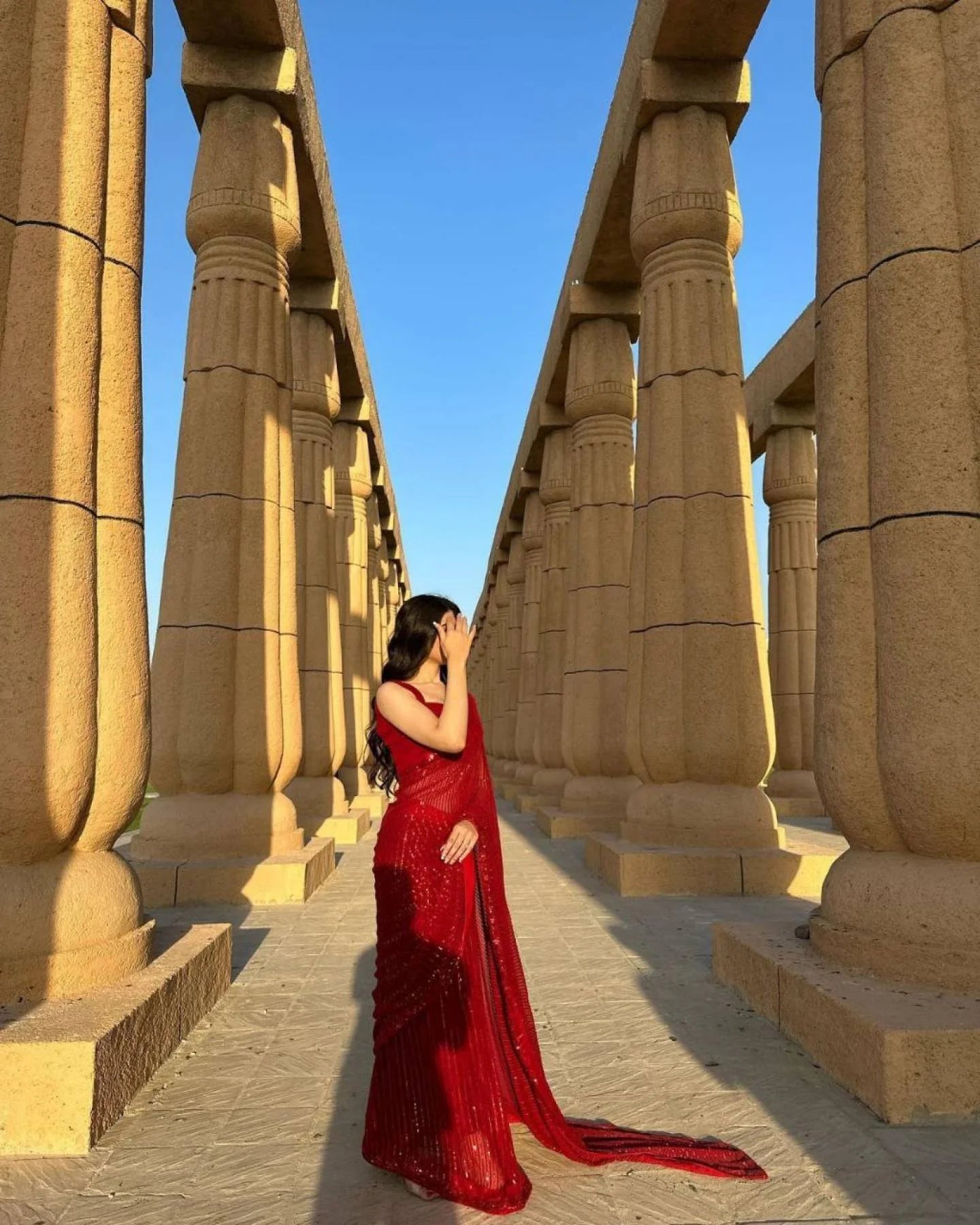 Radiant Red Soft Georgette Saree with Heavy Sequence Work For Partywear
