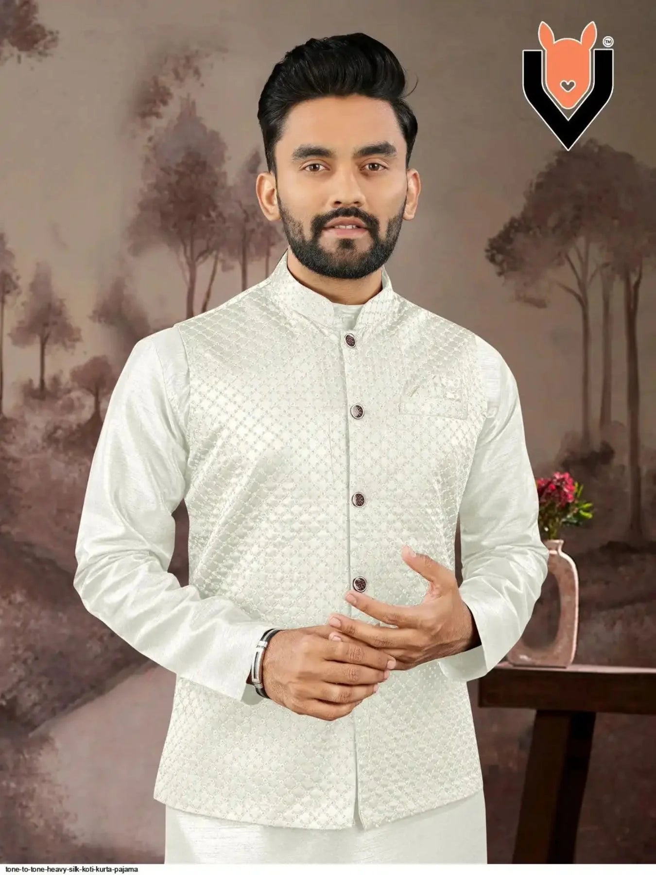 Full Set Mens Kurta Pyjama with Heavy Silk Koti New Collection at Affordable Price for Clothing Dealers