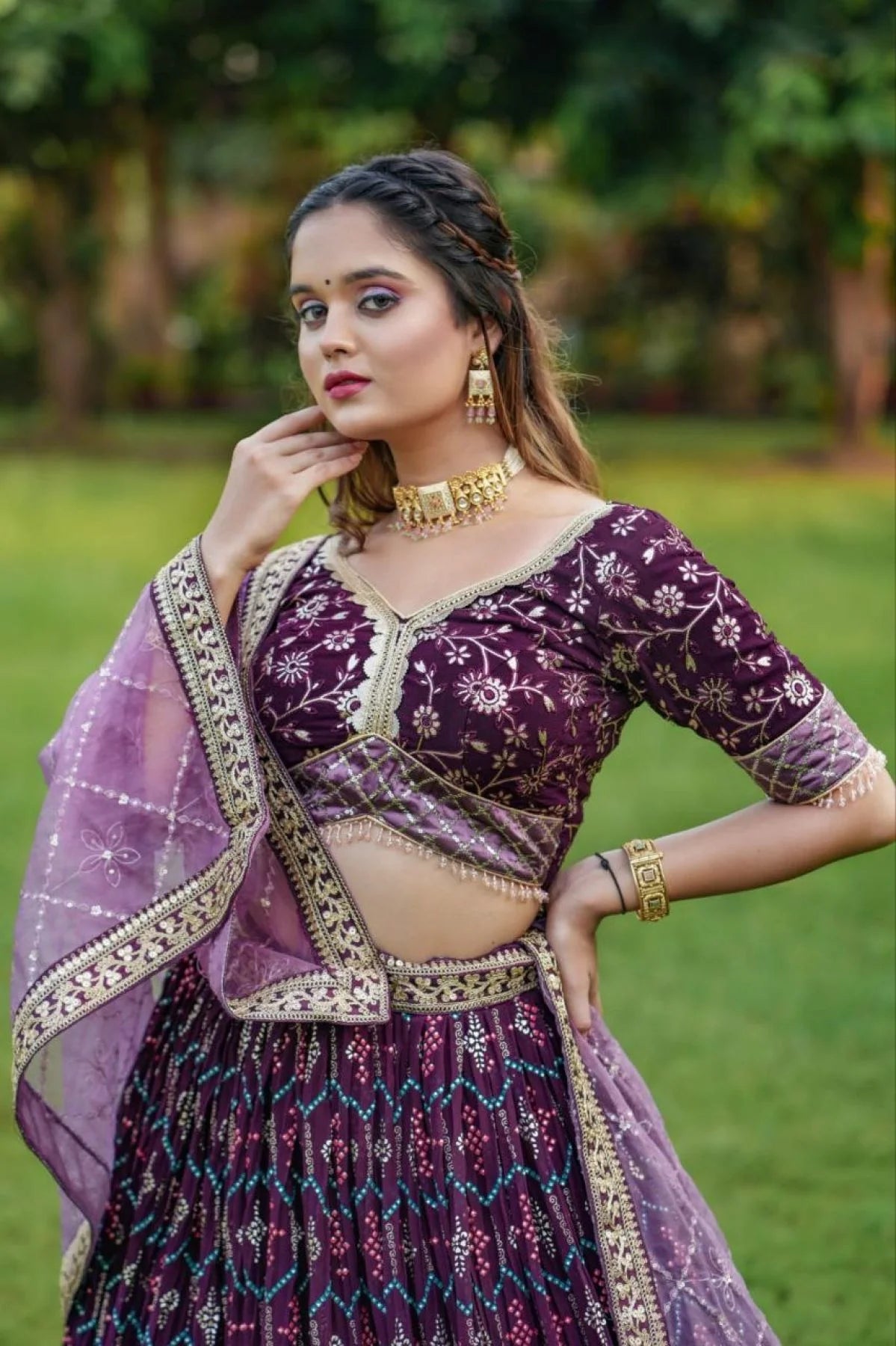 Heavy Georgette Fabric Couple Combo Lehenga Choli Collection