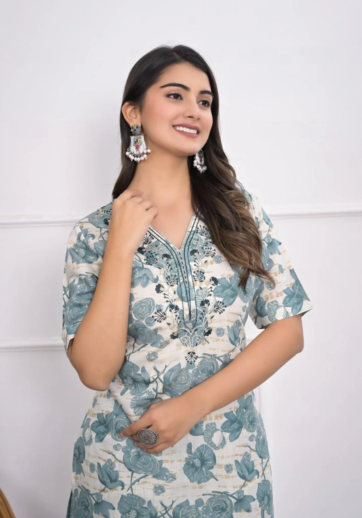 Buy Heavy Chanderi Silk Suit With Floral Print Embroidery Work for Women