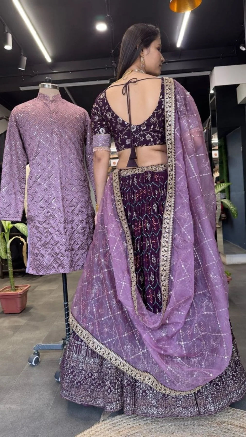 Heavy Georgette Fabric Couple Combo Lehenga Choli Collection