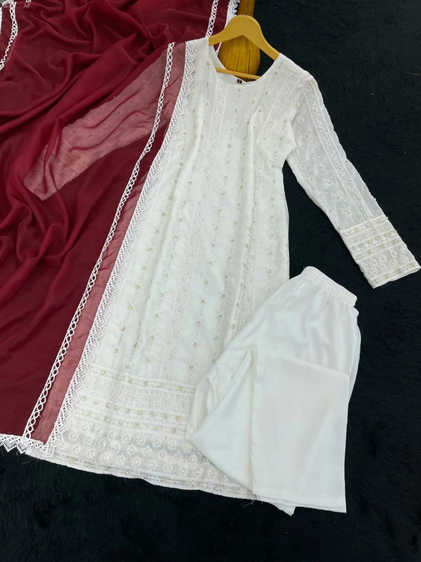 Latest Wholesale Georgette Kurtis Designer Moti and Sequence Work Suits with Premium Dupatta for Womens Wear