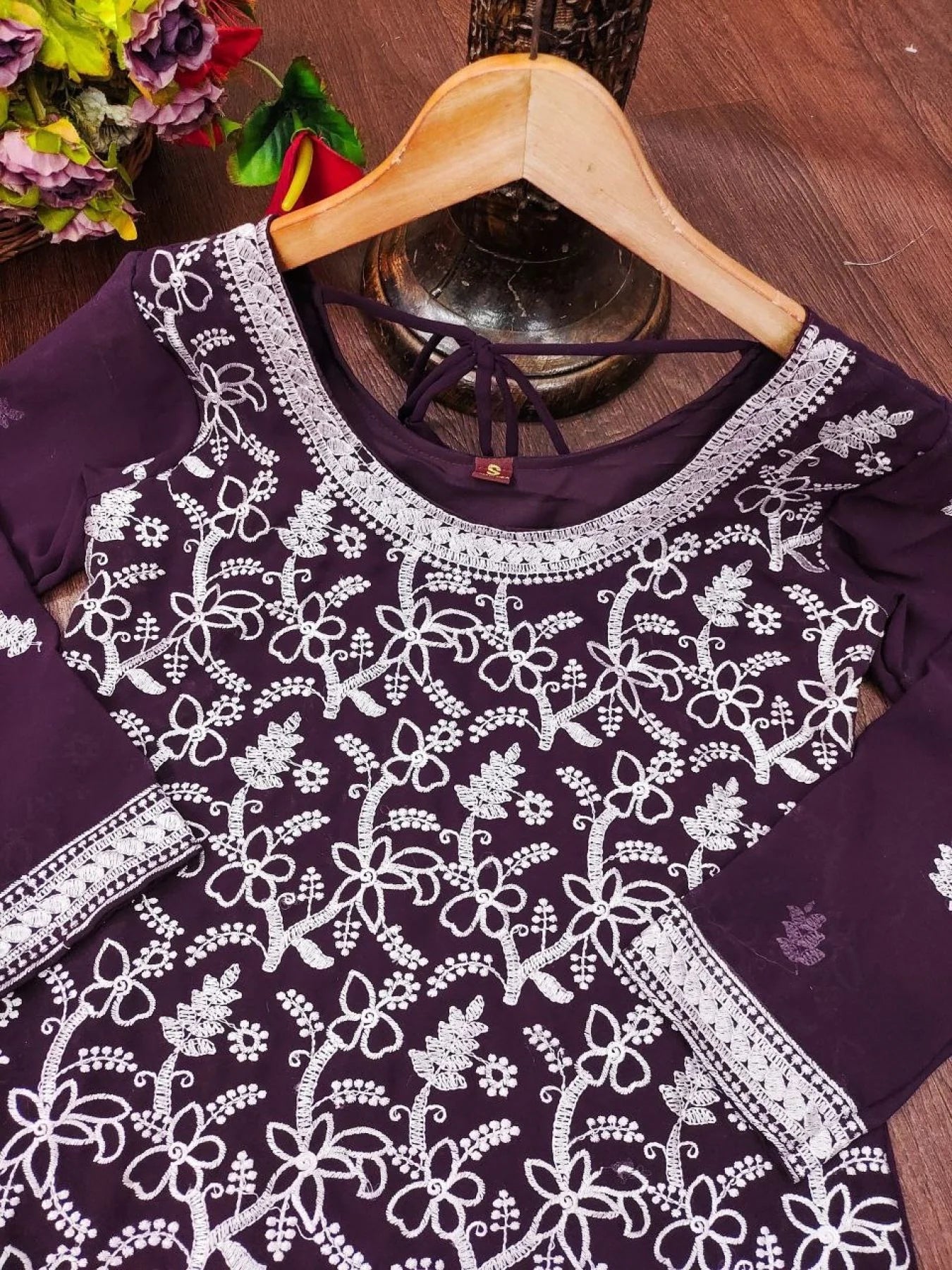 Designer Faux Georgette Kuti set with Heavy Embroidered Work