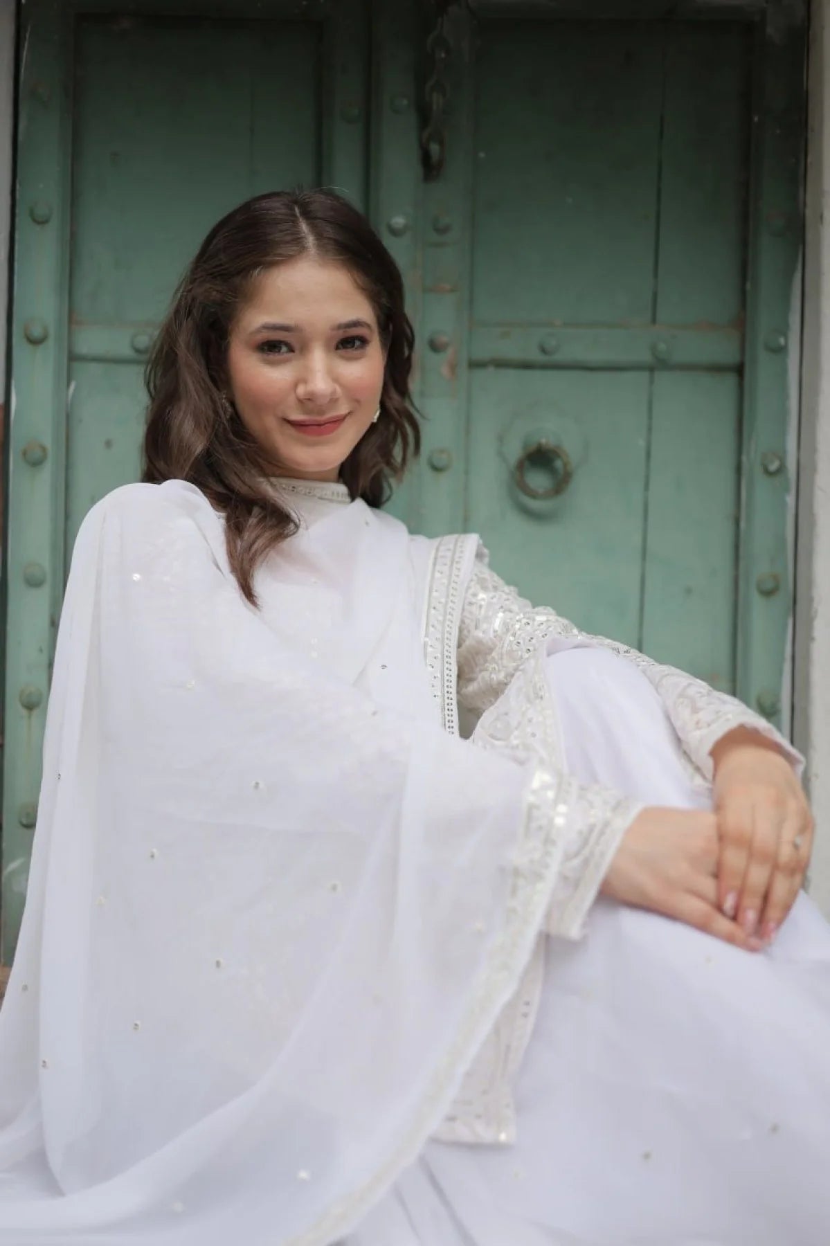 Extraordinary White Color Kurti Sharara Set with Embroidered Dupatta for Women