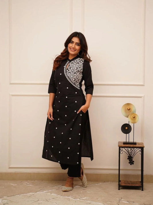 Casual and Classy Rayon Kurti With Bottom With Embroidery work perfect for easy movement