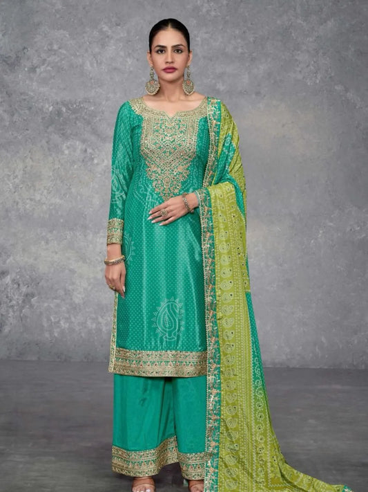 Surat-Based Wholesale Supplier of Designer Ready-to-Wear Chinon Print Suits New Collection for Resellers