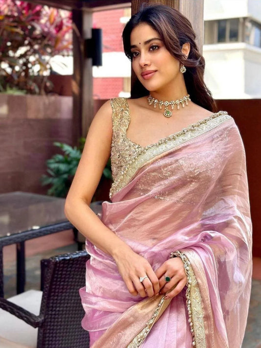 Soft Jimmy Chuu With Lace Border Saree