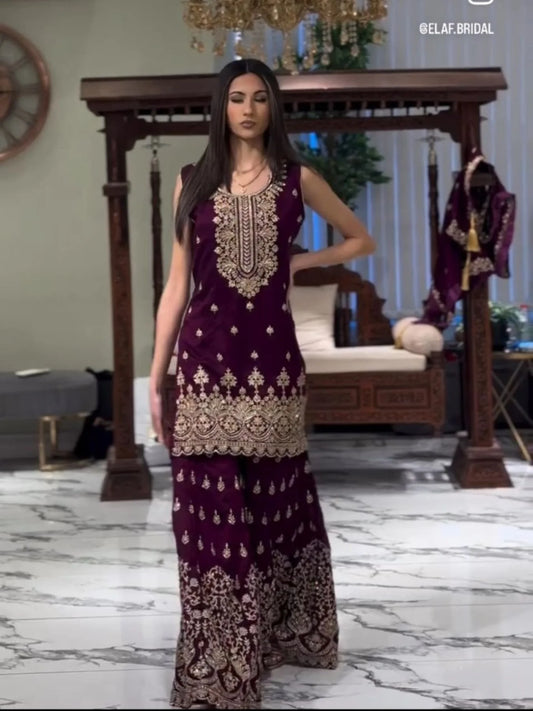 Festive Fox Georgette Sharara Suit with Soft Cotton Lining Wholesale Price Reseller Friendly
