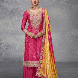 Premium Chinon Digital Print Suit with Mirror Embellishments Free Size ReadyMade at Manufacturer Direct
