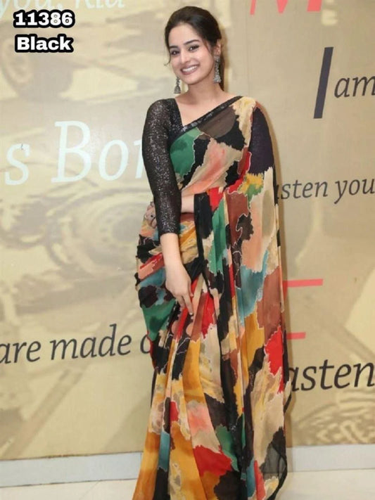 Sabyasachi Georgette Printed Saree At Wholesale Rates