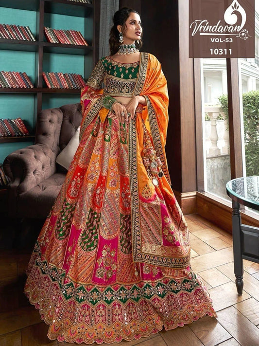 2025 Indian Designer Bridal Lehenga Choli in Rich Banarasi Silk Perfect for Weddings