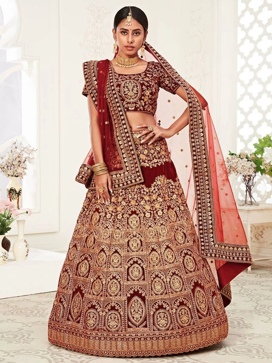 Designer Bridal Lehenga from Surat 2025 Velvet Collection with Intricate Sequins Zari Embroidery
