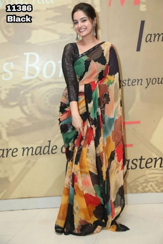 Sabyasachi Georgette Printed Saree At Wholesale Rates
