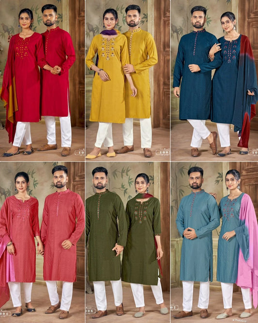 Pure viscose weaving Butti with Handwork and Embroidery Couple collection