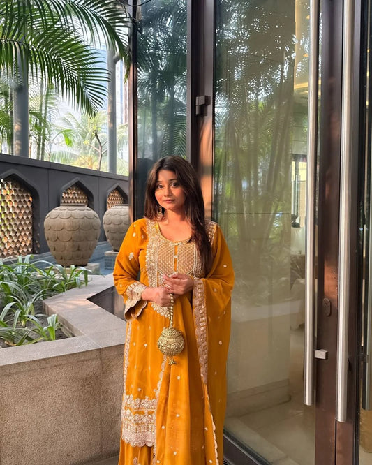 New Style Ready To Wear Heavy Faux Georgette Kurti with Embroidery Sequence Work Best Price