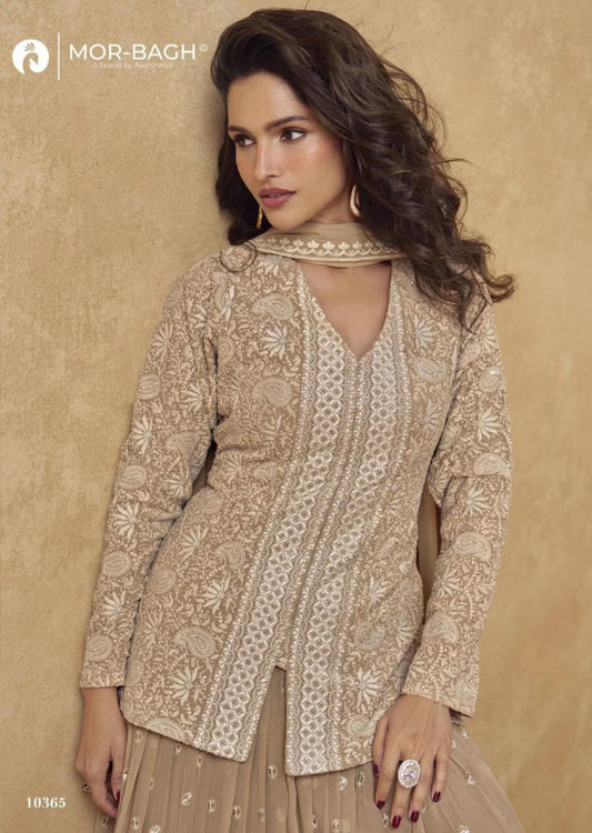 Jhasi Designer Georgette Sharara Suit Collection Heavy Embroidered Wedding Wear At Best Price