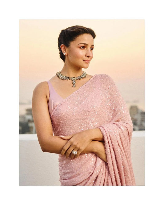 Royal Export Wholesale Collection Bollywood Star Alia Bhatt Inspired Pink Saree
