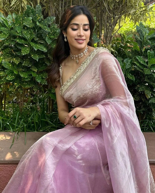 Soft Jimmy Chuu With Lace Border Saree