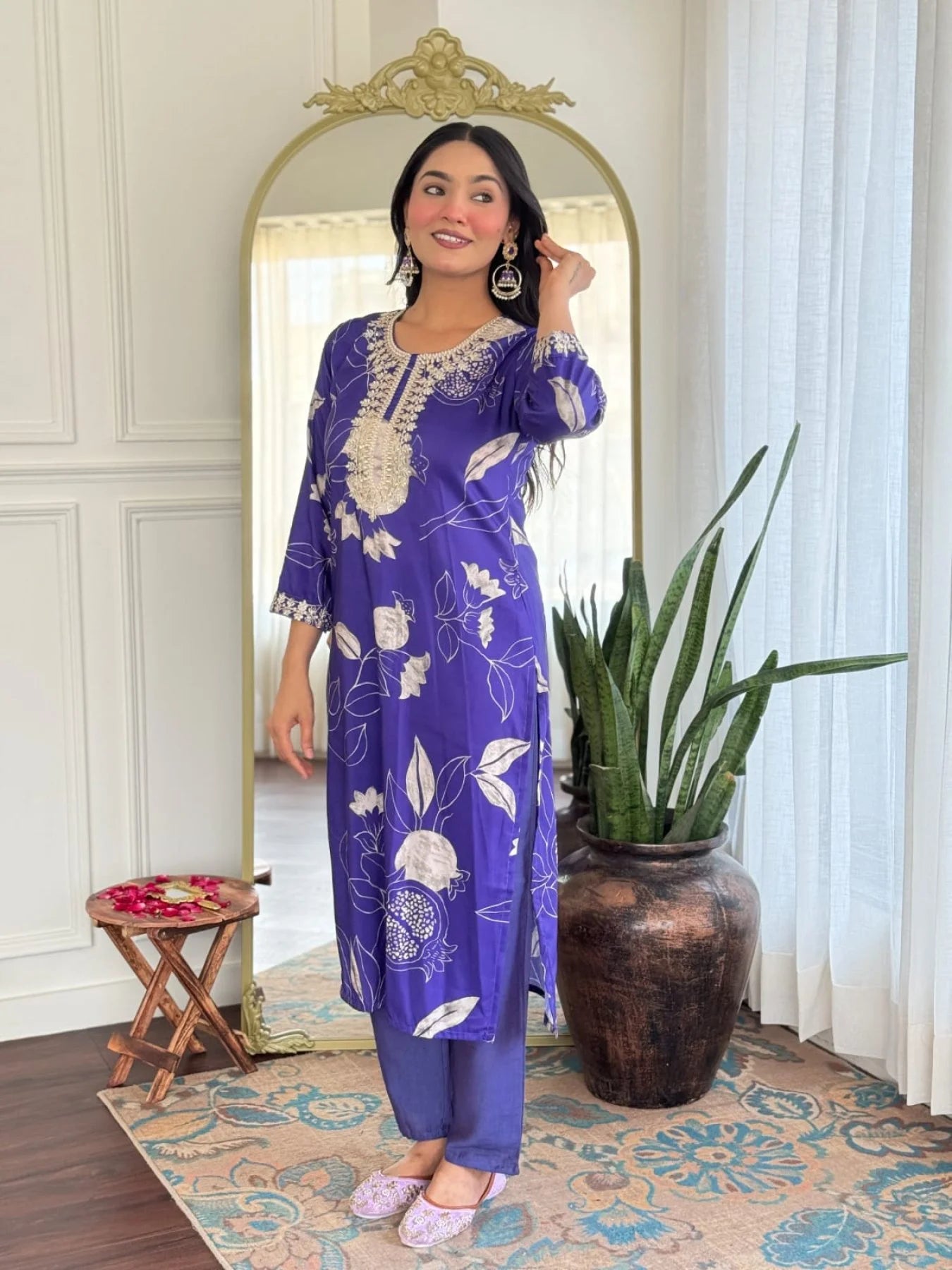 Elegant Daily Wear Embroidered Kurta Set French Crepe Fabric Surat Exporter & Dealer Collection