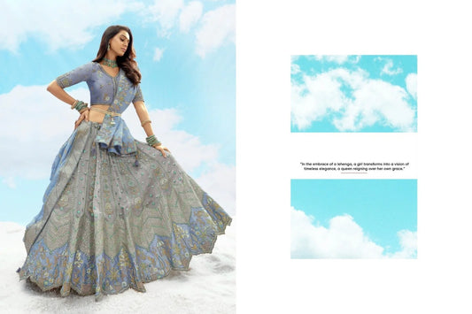 Stone Grey Silk Wedding Designer Long Lehenga Choli Festive Wear 2025 Collection from Manufacturer